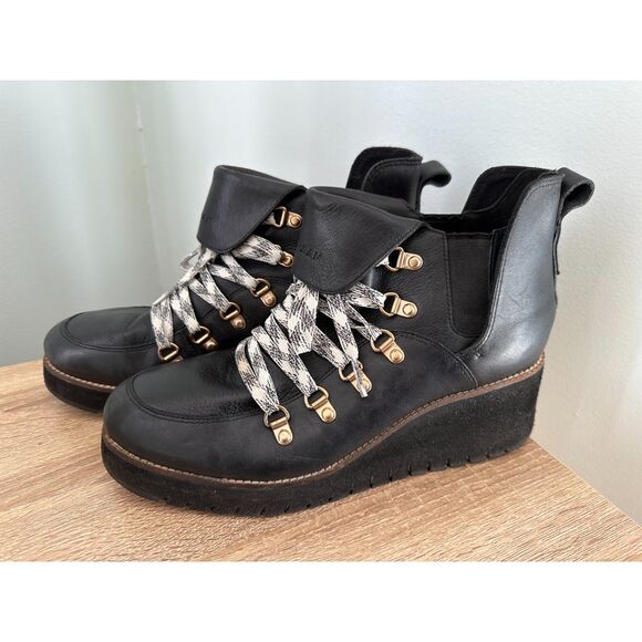 Cole Haan Women's Black Zero Grand Explore Waterproof Wedge Hiker Boots 10.5 - Picture 5 of 13